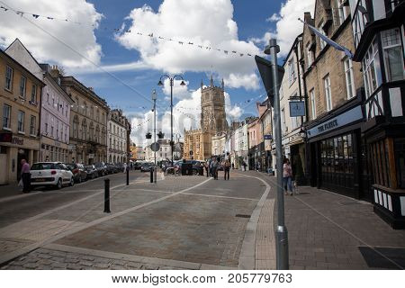 CIRENCESTER, ENGLAND - AUGUST 31, 2017:Old street in Cirencester, England, United Kingdom