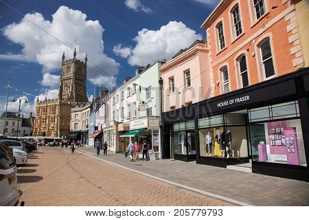CIRENCESTER, ENGLAND - AUGUST 31, 2017:Old street in Cirencester, England, United Kingdom