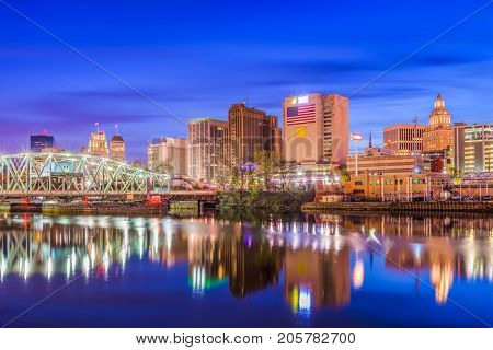 Newark, New Jersey, USA skyline on the Passaic River.