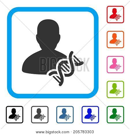 Geneticist DNA icon. Flat iconic symbol inside a rounded rectangular frame. Black, gray, green, blue, red, orange color additional versions of Geneticist DNA vector.