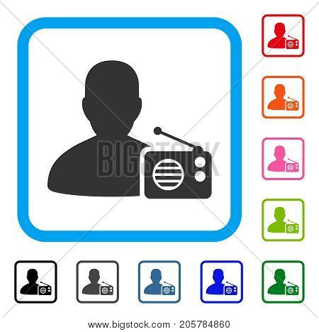 Radio Dictor icon. Flat pictogram symbol inside a rounded rectangle. Black, gray, green, blue, red, orange color additional versions of Radio Dictor vector. Designed for web and app interfaces.