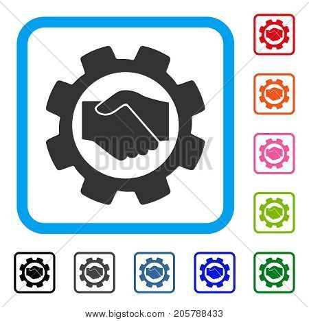 Smart Contract Setup Gear icon. Flat grey pictogram symbol in a light blue rounded square. Black, gray, green, blue, red, orange color variants of Smart Contract Setup Gear vector.