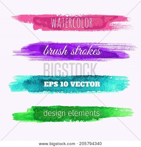 Set of watercolor paint texture banners. Vector illustration, template for web, cards an other design.