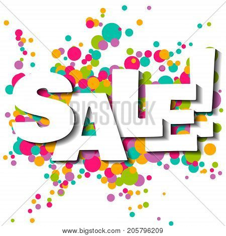 Sale vector template with white text on colorful abstract background