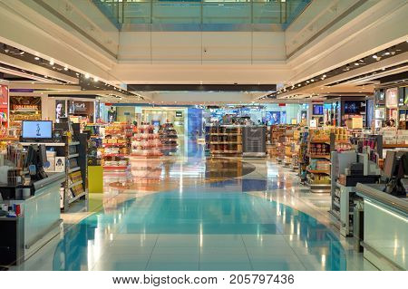 DUBAI, UAE - CIRCA NOVEMBER, 2015: inside Dubai International Airport