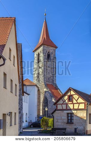 Tower of St. Leonhard Church in Lauf an der Pegnitz Germany