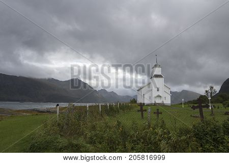 Gimsoy Church Gimsoya Lofoten Islands Norway Scandinavia