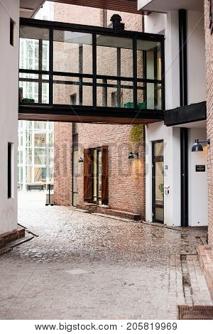 Oslo, Norway - June 07, 2017 : A New Town Within The City Tjuvholmen in rain and overcast weather. Modern part