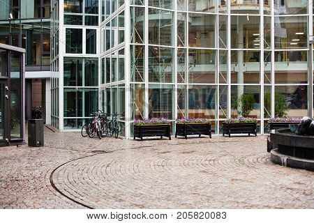 Oslo, Norway - June 07, 2017 : A New Town Within The City Tjuvholmen in rain and overcast weather. Modern part