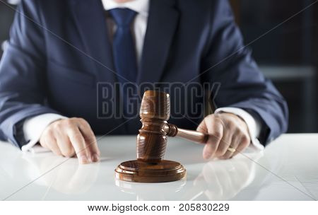 Auction and business concept.  Court executive oficer during judicial sale.