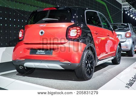 Frankfurt-September 20: Smart Forfour Edition Crosstown at the Frankfurt International Motor Show on September 20 2017 in Frankfurt