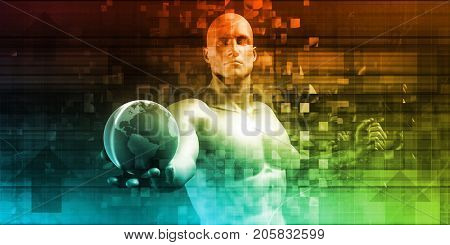 Market Leader with Worldwide Business Concept Abstract 3D Illustration Render