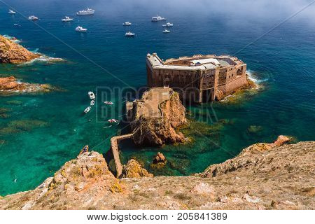 Fort in Berlenga island - Portugal - architecture background
