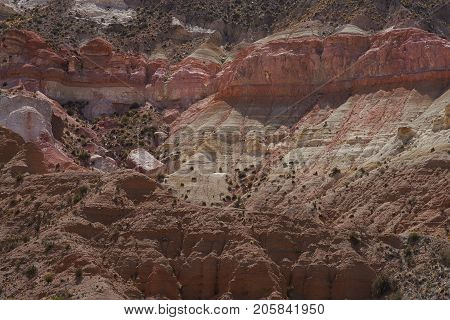 Colourful rock formations along Quebrada Allane on the Altiplano of northern Chile.