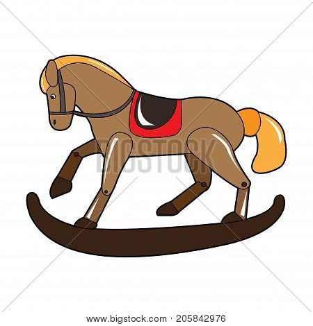 Isolated wooden horse toy on a white background, Vector illustration