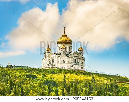 Beautiful view of the Belogorsky Monastery. Perm Krai. Russia