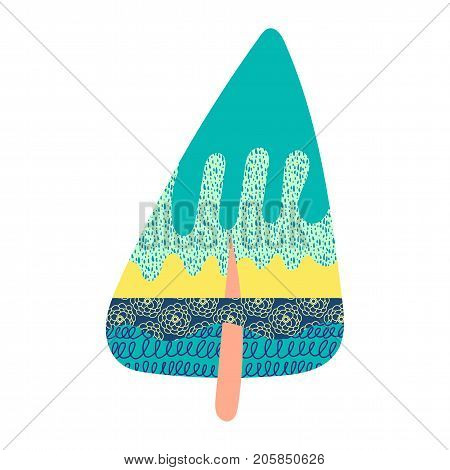 Vintage Christmas tree isolated on white background. Evergreen pine cartoon decorated with a texture. To decorate cards, postcards, signatures, the decor of a New Year party, tags and gifts.