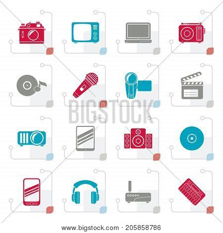 Stylized Media and technology icons - vector icon set