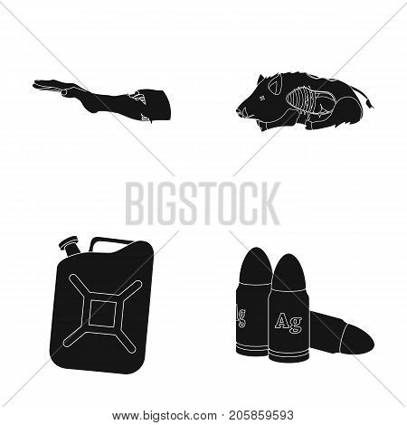 Rotten, flesh, boar, and other  icon in black style.Apocalypse, end, world icons in set collection.