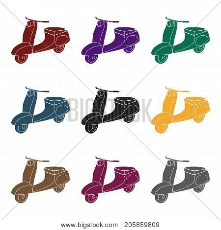 Blue two wheeled scooter. Transport for moving around the city.Transport single icon in black style vector symbol stock web illustration.