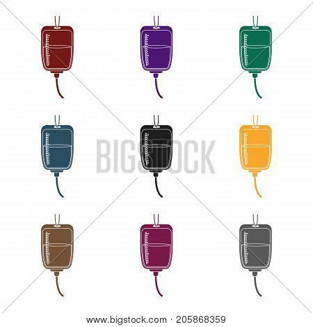Blood donation icon in black design isolated on white background. Charity and donation symbol stock vector illustration.