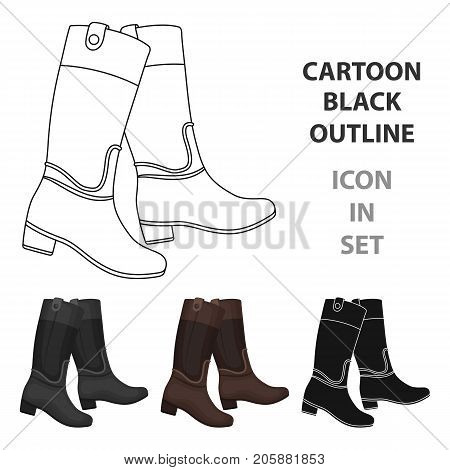 Jockey's high boots icon in cartoon design isolated on white background. Hippodrome and horse symbol stock vector illustration.