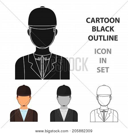 Jockey icon in cartoon design isolated on white background. Hippodrome and horse symbol stock vector illustration.