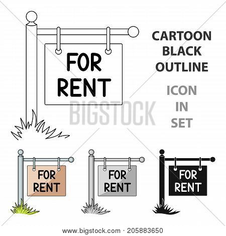 A sign on the pole for rent.Realtor single icon in cartoon style vector symbol stock illustration .