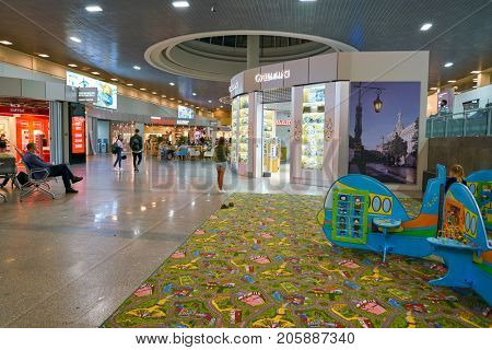 SAINT PETERSBURG, RUSSIA - CIRCA AUGUST, 2017: inside Pulkovo International Airport
