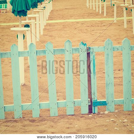 Beach Umbrellas on the Background of the Italian City of Minori Instagram Effect