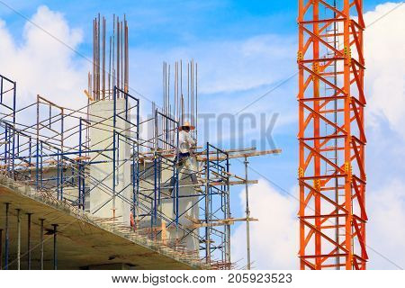 construction workers site and building of housing at laborer work outdoor with copy space add text ( High definition image)