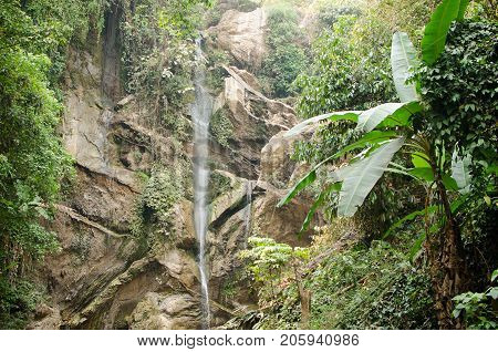 Mork fa waterfall in summer season,beautiful waterfall in Chiangmai,Thailand