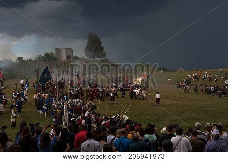 PALMANOVA ITALY - SEPTEMBER 03: Historical Groups dressed in ancient clothes during the historical Reenactment a.d. 1615 on September 03 2017