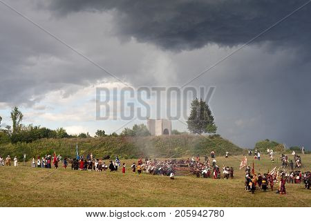 PALMANOVA ITALY - SEPTEMBER 03: Historical Groups dressed in ancient clothes during the historical Reenactment a.d. 1615 on September 03 2017