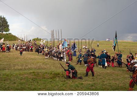 PALMANOVA ITALY - SEPTEMBER 03: Historical Groups dressed in ancient clothes during the historical Reenactment a.d. 1615 on September 03 2017