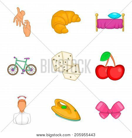 Babysitter woman icons set. Cartoon set of 9 babysitter woman vector icons for web isolated on white background