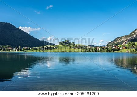 The Mountain Lake Thiersee In Tyrol, Austria