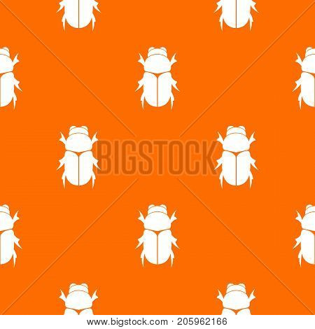 Chafer beetle pattern repeat seamless in orange color for any design. Vector geometric illustration
