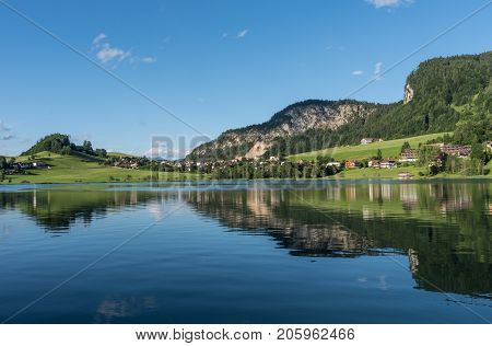 The Mountain Lake Thiersee In Tyrol, Austria