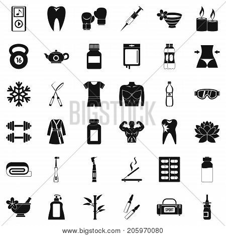 Fitbody icons set. Simple style of 36 fitbody vector icons for web isolated on white background