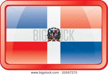 Bouton indicateur de République dominicaine. Icône de drapeau.