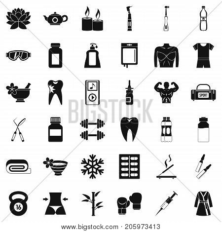 Healthy icons set. Simple style of 36 healthy vector icons for web isolated on white background