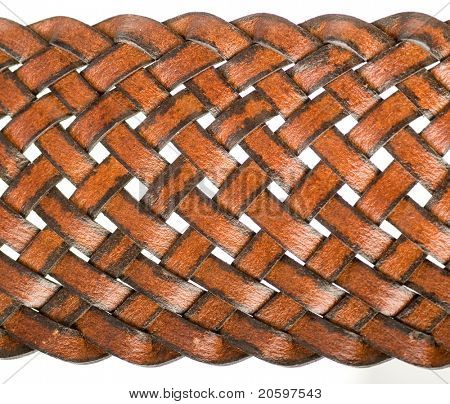 close-up of a leather sennit