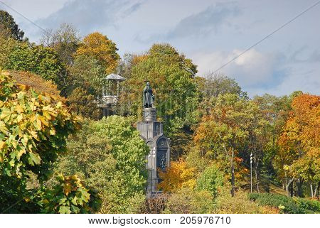 KIEV UKRAINE-October 15 2009:Vladimir the Great Monument - the oldest sculptural monument in Kiev built in 1853