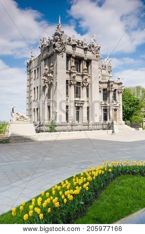 KIEV UKRAINE- May 18 2011:House with Chimeras is the most original creation of architect Vladislav Gorodetsky in Kiev
