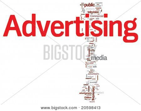 Ilustración de nube de palabra de publicidad. Colección gráfica de la etiqueta.