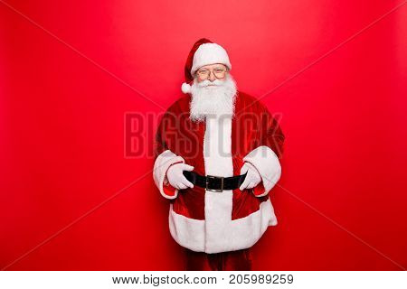 Have A Holly Jolly X Mas! Gifts For Kids! Festive Seosonal  Occasion. Funny Santa Claus Wearing Red