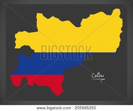Caldas Map Of Colombia With Colombian National Flag Illustration