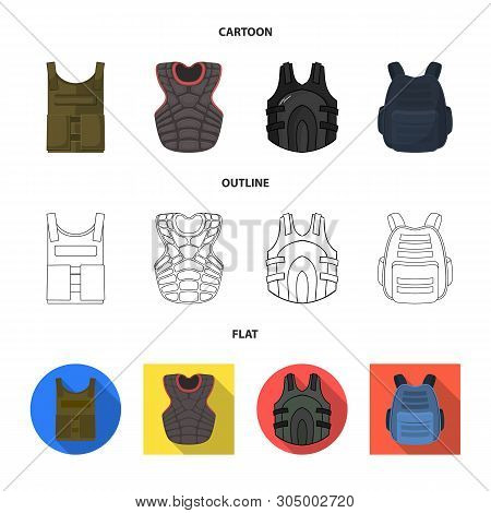 Isolated Object Of Flak And Jacket Sign. Collection Of Flak And Body Vector Icon For Stock.