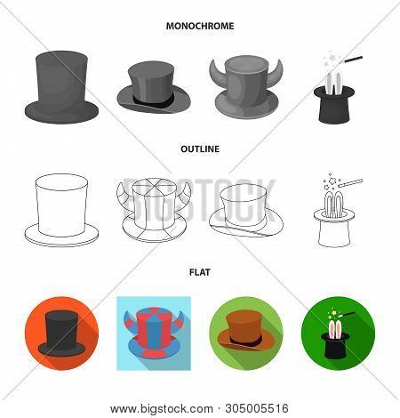 Vector Design Of Hat And Derby Icon. Set Of Hat And Bonnet Stock Vector Illustration.
